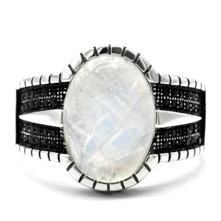 Anillo clásico de piedra lunar Natural para hombre y mujer, de Plata de Ley 925, turco, hecho a mano, estilo Punk, joyería de lujo, regalo Anillo clásico de piedra lunar Natural para hombre y mujer, de Plata de Ley 925, turco, hecho a mano, estilo Punk, joyería de lujo, regalo