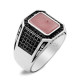 Anillo de piedra arcoíris Rosa Natural para hombre y mujer, con diseño único de piedra arcoíris, estilo Punk turco, regalo de cumpleaños, nuevo - malaquita tienda 36