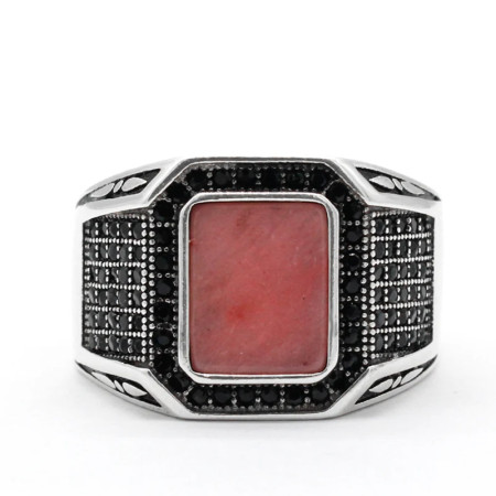 Anillo de piedra arcoíris Rosa Natural para hombre y mujer, con diseño único de piedra arcoíris, estilo Punk turco, regalo de cumpleaños, nuevo Anillo de piedra arcoíris Rosa Natural para hombre y mujer, con diseño único de piedra arcoíris, estilo Punk turco, regalo de cumpleaños, nuevo