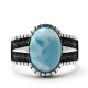 Anillo de plata de ley S925 para hombre y mujer, piedra con patrón de mar Natural, estilo Punk turco, clásico, regalo - malaquita tienda 36