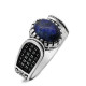 Anillo de lapislázuli Natural para hombre y mujer, de Plata de Ley 925, anillo turco hecho a mano, estilo Punk turco, joyería de lujo - malaquita tienda 36