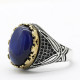 Anillo de Plata de Ley 925 con piedra de ojo de tigre azul Natural para hombre y mujer, diseño de tendencia hecho a mano, joyería exquisita Punk - malaquita tienda 36