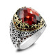 Anillo de Plata de Ley 925 con diseño de patrón, joyería de boda de estilo Punk turco, anillos de compromiso/fiesta para hombres y mujeres - malaquita tienda 36