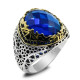 Anillo de plata de ley S925 con circonita azul, sortija hecha A mano, diseño de fiesta, Festival - malaquita tienda 36