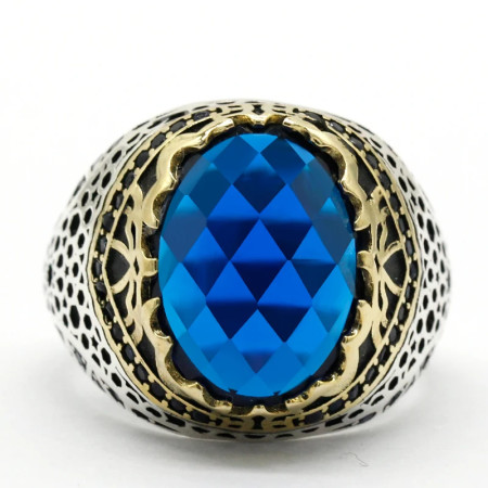 Anillo de plata de ley S925 con circonita azul, sortija hecha A mano, diseño de fiesta, Festival