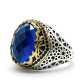 Anillo de plata de ley S925 con circonita azul, sortija hecha A mano, diseño de fiesta, Festival - malaquita tienda 36