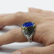 Anillo de plata de ley S925 con circonita azul, sortija hecha A mano, diseño de fiesta, Festival - malaquita tienda 36