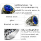 Anillo de plata de ley S925 con circonita azul, sortija hecha A mano, diseño de fiesta, Festival - malaquita tienda 36