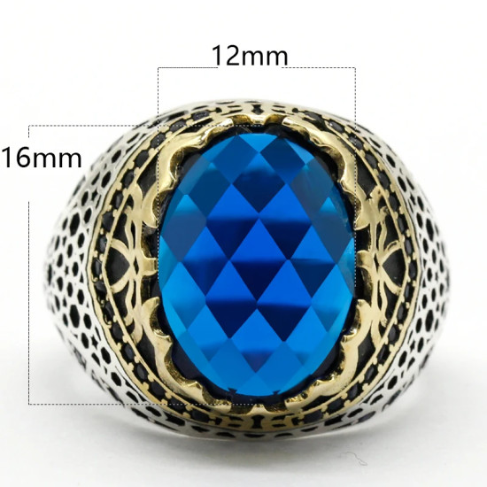 Anillo de plata de ley S925 con circonita azul, sortija hecha A mano, diseño de fiesta, Festival - malaquita tienda 36
