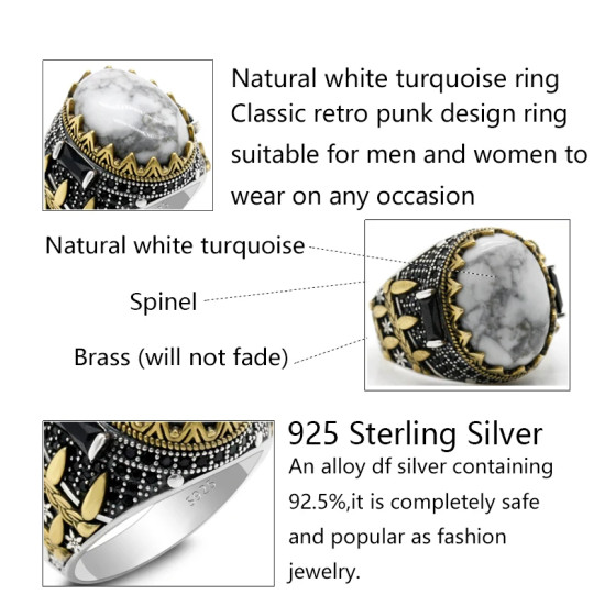 Anillo ovalado de alta calidad para hombre, joyería de plata 925, estilo Punk turco, fiesta de amigos - malaquita tienda 36