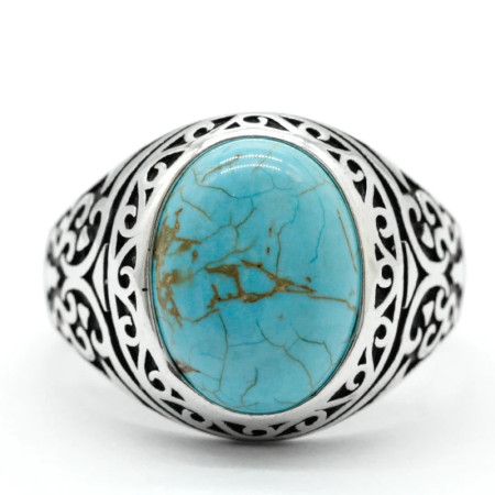 Anillo de plata de ley S925 de turquesa Natural para hombre, joyería de lujo hecha a mano, estilo Punk, fiesta