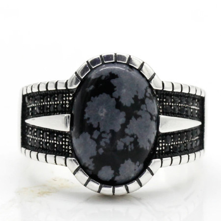 Anillo de Plata de Ley 925 con piedra Natural de copo de nieve para hombre y mujer, sortija de boda, estilo Punk turco Original, regalo exquisito Anillo de Plata de Ley 925 con piedra Natural de copo de nieve para hombre y mujer, sortija de boda, estilo Punk turco Original, regalo exquisito