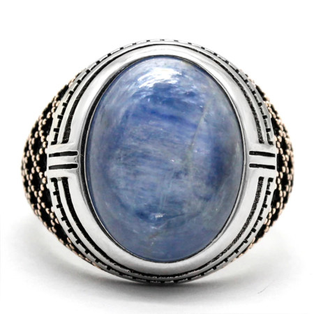 Joyería Türkiye, anillo hecho a mano para hombre, cianita Natural, plata de ley s925, regalo de fiesta, regalo del Día del Padre del Día de San Valentín Joyería Türkiye, anillo hecho a mano para hombre, cianita Natural, plata de ley s925, regalo de fiesta, regalo del Día del Padre del Día de San Valentín