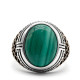 Joyería Türkiye, anillo hecho a mano para hombre, malaquita Natural, anillo de plata de ley s925, regalo de fiesta navideña para hombre - malaquita tienda 36