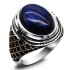 Anillo de plata de ley S925 para hombre, Ojo de Tigre azul Natural, regalo hecho a mano, joyería de vacaciones de estilo Punk tmurkiye