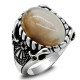 Anillo de plata de ley s925 con piedra Natural de ónix oceánico para hombre, joyería de compromiso de boda, estilo Punk para fiesta, Vintage - malaquita tienda 36