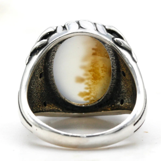 Anillo de plata de ley s925 con piedra Natural de ónix oceánico para hombre, joyería de compromiso de boda, estilo Punk para fiesta, Vintage - malaquita tienda 36