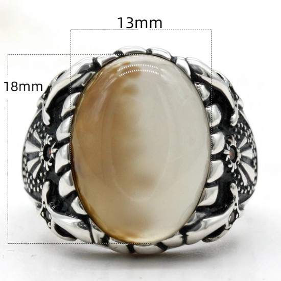 Anillo de plata de ley s925 con piedra Natural de ónix oceánico para hombre, joyería de compromiso de boda, estilo Punk para fiesta, Vintage - malaquita tienda 36