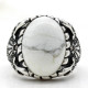 Anillos de plata de ley 925 para hombres y mujeres, joyería de compromiso de boda, turquesa blanca Natural, moda Punk turca - malaquita tienda 36