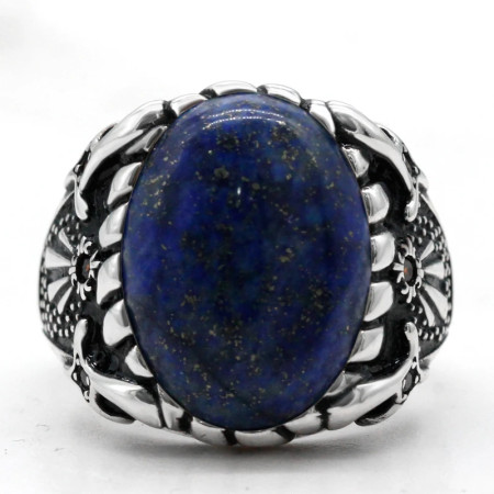 Anillo de Plata de Ley 925 para hombre y mujer, lapislázuli Natural, Punk turco, joyería de compromiso, boda