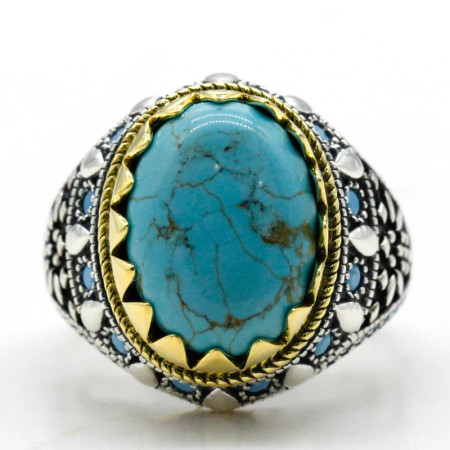 Anillos de plata de ley s925 para hombre y mujer, joyería de compromiso/boda, turquesa Natural, Punk, Turquía Anillos de plata de ley s925 para hombre y mujer, joyería de compromiso/boda, turquesa Natural, Punk, Turquía