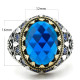 Anillo de plata de ley S925 para hombre, joyería hecha a mano de circonita azul, estilo Punk, regalo de San Valentín, regalo de aniversario - malaquita tienda 36