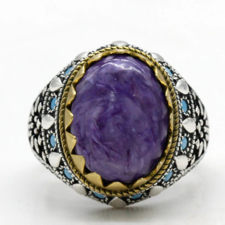 Joyería turca, anillo de Plata de Ley 925 con piedra de dragón púrpura de ojo Natural para hombre, anillos Vintage de estilo Punk turquesa para hombre y mujer Joyería turca, anillo de Plata de Ley 925 con piedra de dragón púrpura de ojo Natural para hombre, anillos Vintage de estilo Punk turquesa para hombre y mujer