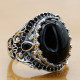 Anillo de Plata de Ley 925 con ónix negro Natural para hombre y mujer, joyería Punk turca Vintage, conjunto de joyas de tendencia, anillos de pareja - malaquita tienda 36
