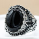 Anillo de Plata de Ley 925 con ónix negro Natural para hombre y mujer, joyería Punk turca Vintage, conjunto de joyas de tendencia, anillos de pareja - malaquita tienda 36