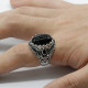 Anillo de Plata de Ley 925 con ónix negro Natural para hombre y mujer, joyería Punk turca Vintage, conjunto de joyas de tendencia, anillos de pareja - malaquita tienda 36
