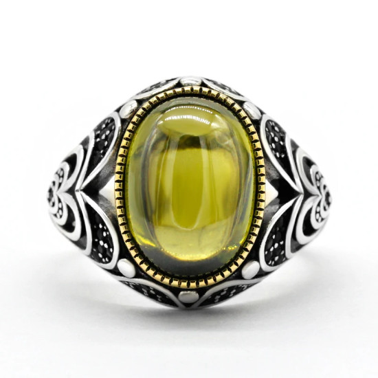 Anillo de plata de ley s925 auténtica para hombre, sello de fiesta de Turquía, joyería alta, pavé rojo, Circonia cúbica, ónix, anillo para hombre - malaquita tienda 36