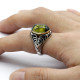 Anillo de plata de ley s925 auténtica para hombre, sello de fiesta de Turquía, joyería alta, pavé rojo, Circonia cúbica, ónix, anillo para hombre - malaquita tienda 36