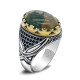 Anillos de plata esterlina a la moda para hombre y mujer, anillo de piedra de Gorrión natural antiguo Türkiye, anillo de circón, joyería punk rock para hombre - malaquita tienda 36