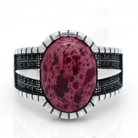 Anillo de plata s925 para hombre, anillo clásico Vintage de Türkiye, anillo de piedra Imperial roja Natural, anillo de joyería para mujer - malaquita tienda 36