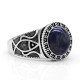 Anillo hecho a mano de plata de ley S925 con lapislázuli natural, ágata natural hecha a mano para hombre, regalo de fiesta navideña - malaquita tienda 36