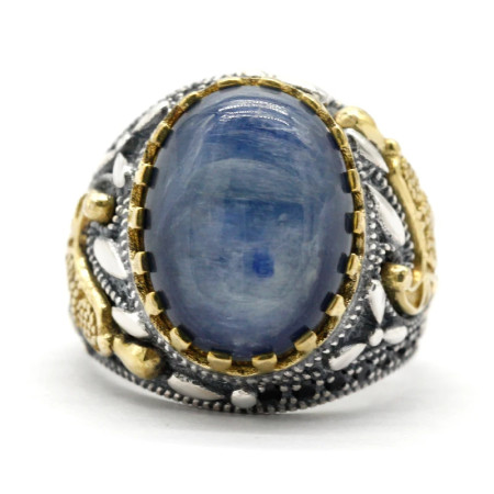 Anillo de Plata de Ley 925 para hombre, joyería turca, anillo de cianita, espinela negra transparente, joyería alta