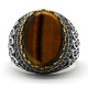 Anillo de Plata de Ley 925 para hombre y mujer, sortija de ojo de tigre Natural, conjunto de joyería Premium para pareja - malaquita tienda 36