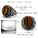 Anillo de Plata de Ley 925 para hombre y mujer, sortija de ojo de tigre Natural, conjunto de joyería Premium para pareja - malaquita tienda 36