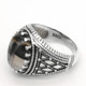 Anillo Vintage de Plata de Ley 925 para hombre, con piedra de ágata Natural ovalada, diseño de rayas a cuadros, anillos turcos, joyería para regalo al marido - malaquita tienda 36