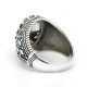 Anillo Vintage de Plata de Ley 925 para hombre, con piedra de ágata Natural ovalada, diseño de rayas a cuadros, anillos turcos, joyería para regalo al marido - malaquita tienda 36