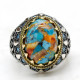 Anillo de Plata de Ley 925 para hombre y mujer, conjunto de joyería de plata tailandesa con ostra Natural, turquesa, Estilo Vintage, novedad - malaquita tienda 36