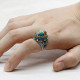 Anillo de Plata de Ley 925 para hombre y mujer, conjunto de joyería de plata tailandesa con ostra Natural, turquesa, Estilo Vintage, novedad - malaquita tienda 36
