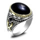 Anillos de plata de ley 925 con piedra de ágata Natural para hombre y mujer, conjunto de anillos de pareja Vintage, joyería tailandesa de moda - malaquita tienda 36