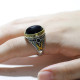 Anillos de plata de ley 925 con piedra de ágata Natural para hombre y mujer, conjunto de anillos de pareja Vintage, joyería tailandesa de moda - malaquita tienda 36