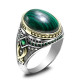 Anillo de Plata de Ley 925 para hombre y mujer, sortija de piedra ovalada de malaquita verde Natural, anillo de sello clásico Simple, joyería para pareja, regalo - malaquita tienda 36