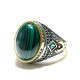 Anillo de Plata de Ley 925 para hombre y mujer, sortija de piedra ovalada de malaquita verde Natural, anillo de sello clásico Simple, joyería para pareja, regalo - malaquita tienda 36