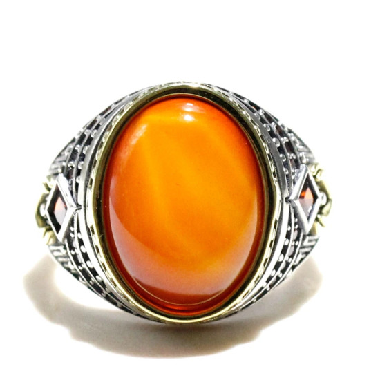 Anillo de plata 925 hecho a mano para hombre y mujer, joyería vintage punk, Ágata roja natural, regalo de Navidad, a la moda - malaquita tienda 36