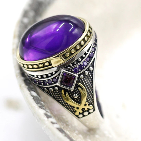 Anillo de Plata de Ley 925 para hombre y mujer, joyería clásica de amatista Natural Vintage, Punk, envío gratis