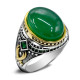 Anillo de plata 925 auténtica para hombre, verde natural piedra de ágata, resina, retro, hecho a mano, regalo de trabajador - malaquita tienda 36