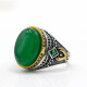 Anillo de plata 925 auténtica para hombre, verde natural piedra de ágata, resina, retro, hecho a mano, regalo de trabajador - malaquita tienda 36